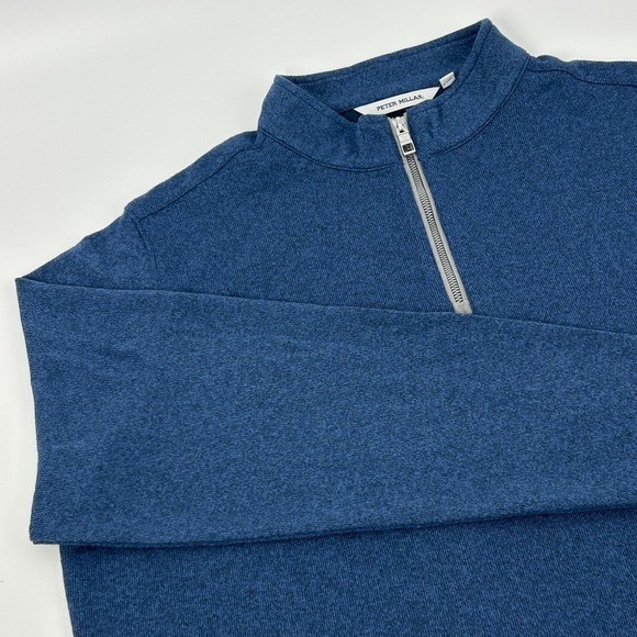 Peter Millar Crown Sweater Mens XL Blue Quarter Zip Pullover Knit Golf
